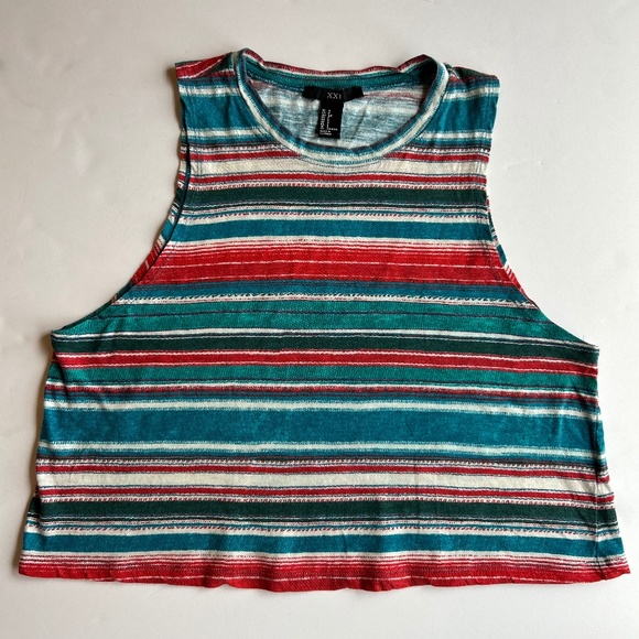 Vintage Forever 21 (XXI) Flowy Striped Muscle Tee Size S - Picture 1 of 5